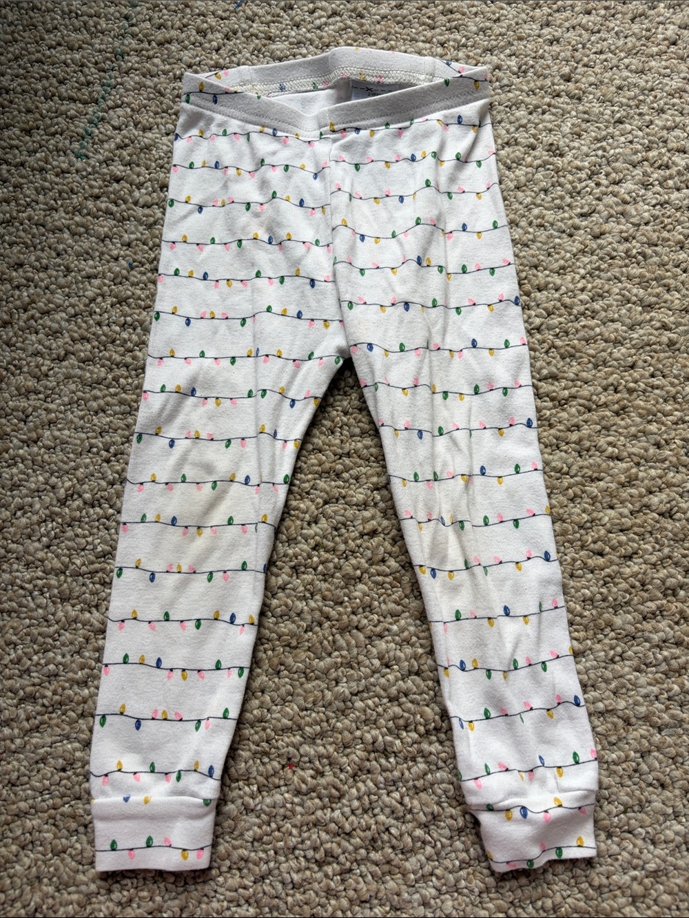 GAP White Leggings with Multicolor Holiday Light Print